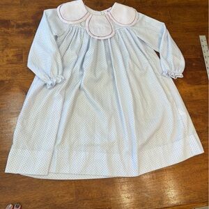 Beautiful Eliza James polka dot blue pink scalloped collar size 6